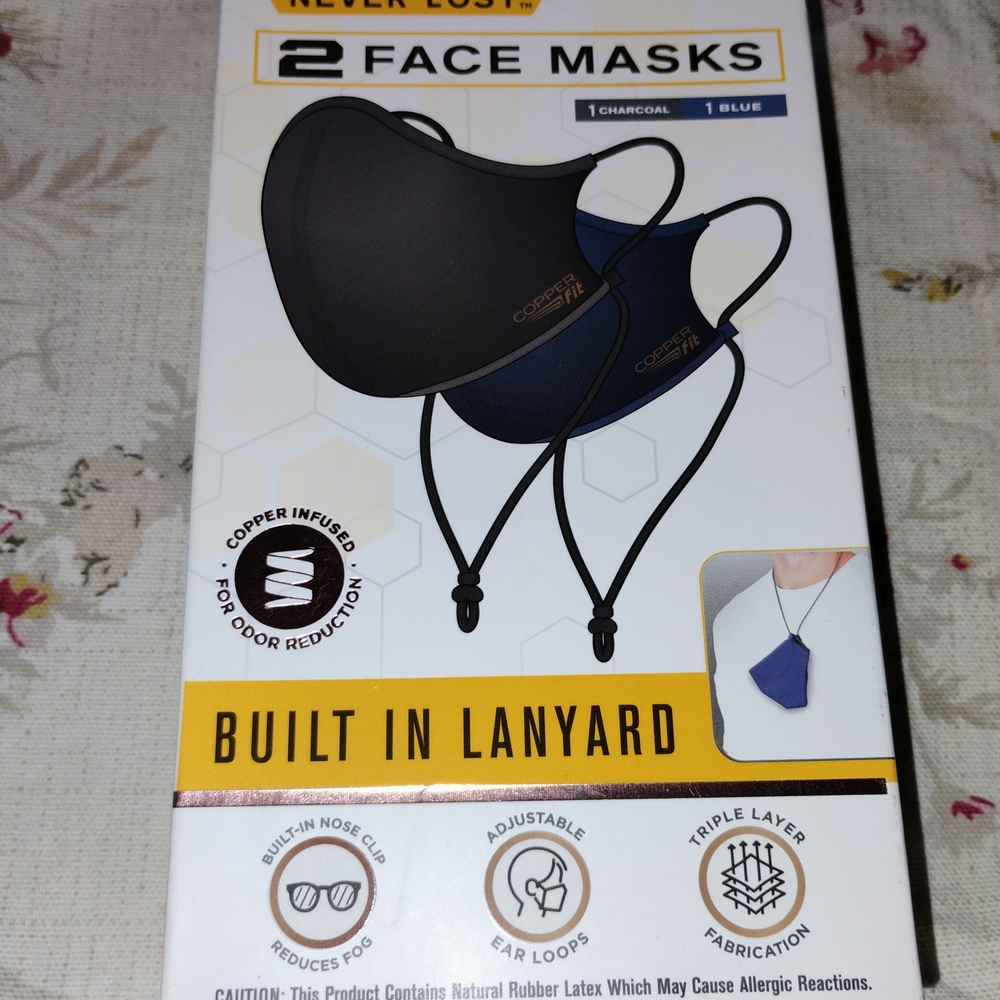 Copper Fit Face Masks - Charcoal and Blue